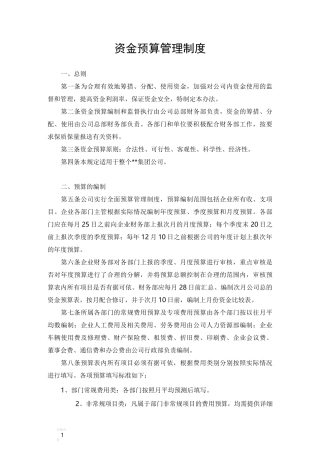 资金预算管理制度