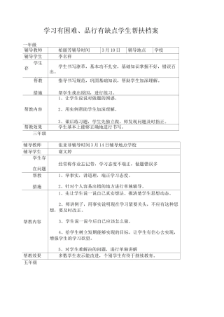留守儿童帮扶记录 