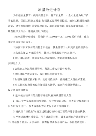 质量改进计划