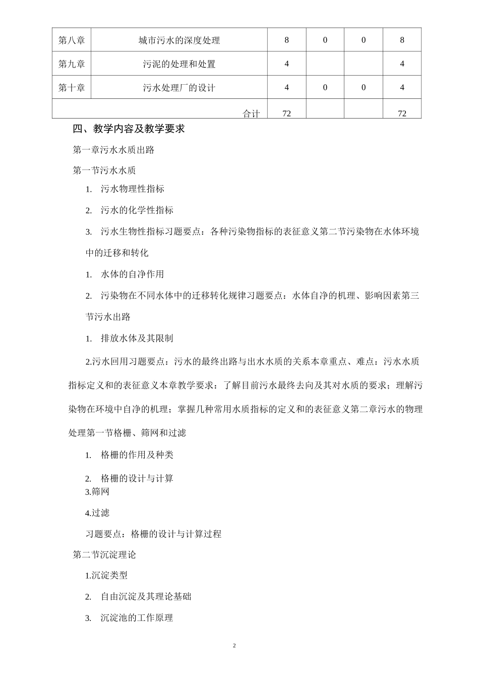 《水污染控制工程》教学大纲_第2页