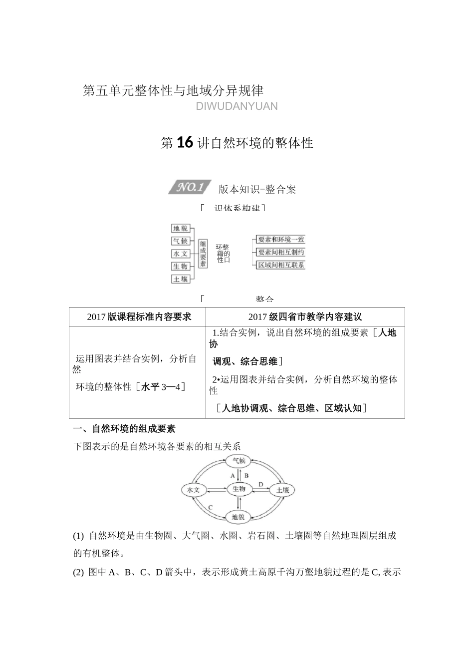 高中地理复习新高考第16讲《自然环境的整体性》讲义练习题附答案_第1页