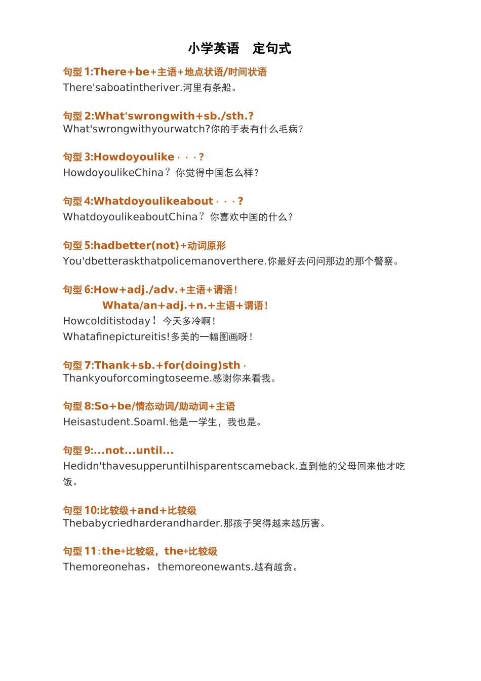 小学英语固定句式62种_第1页