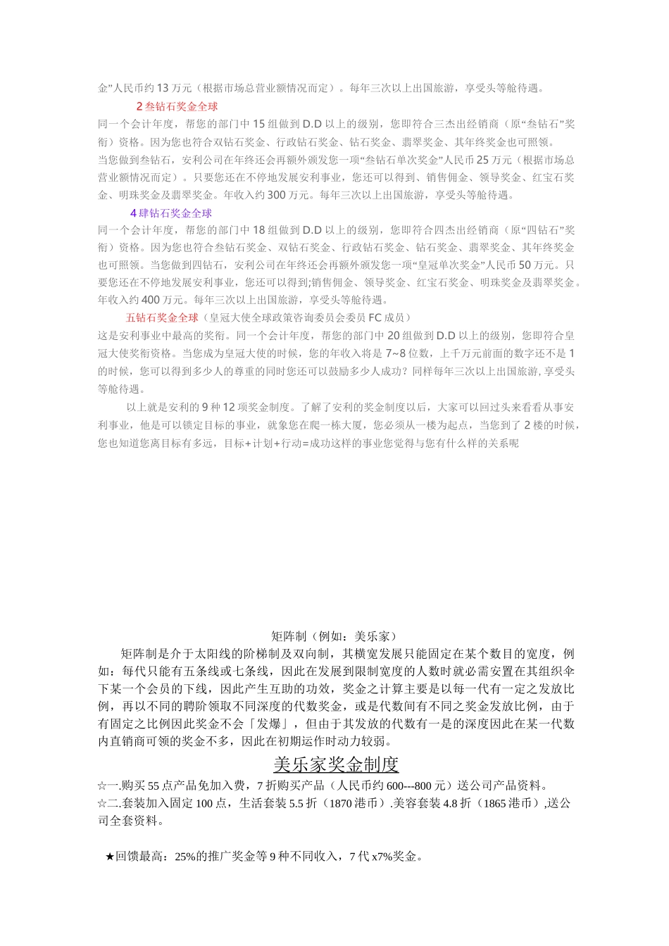 各大直销公司奖金制度_第3页