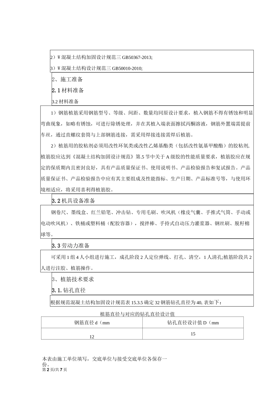 框架柱植筋技术交底_第2页