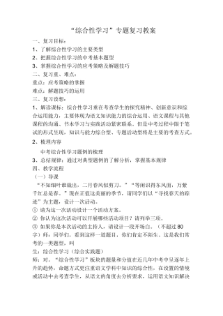 综合性学习中考复习教案