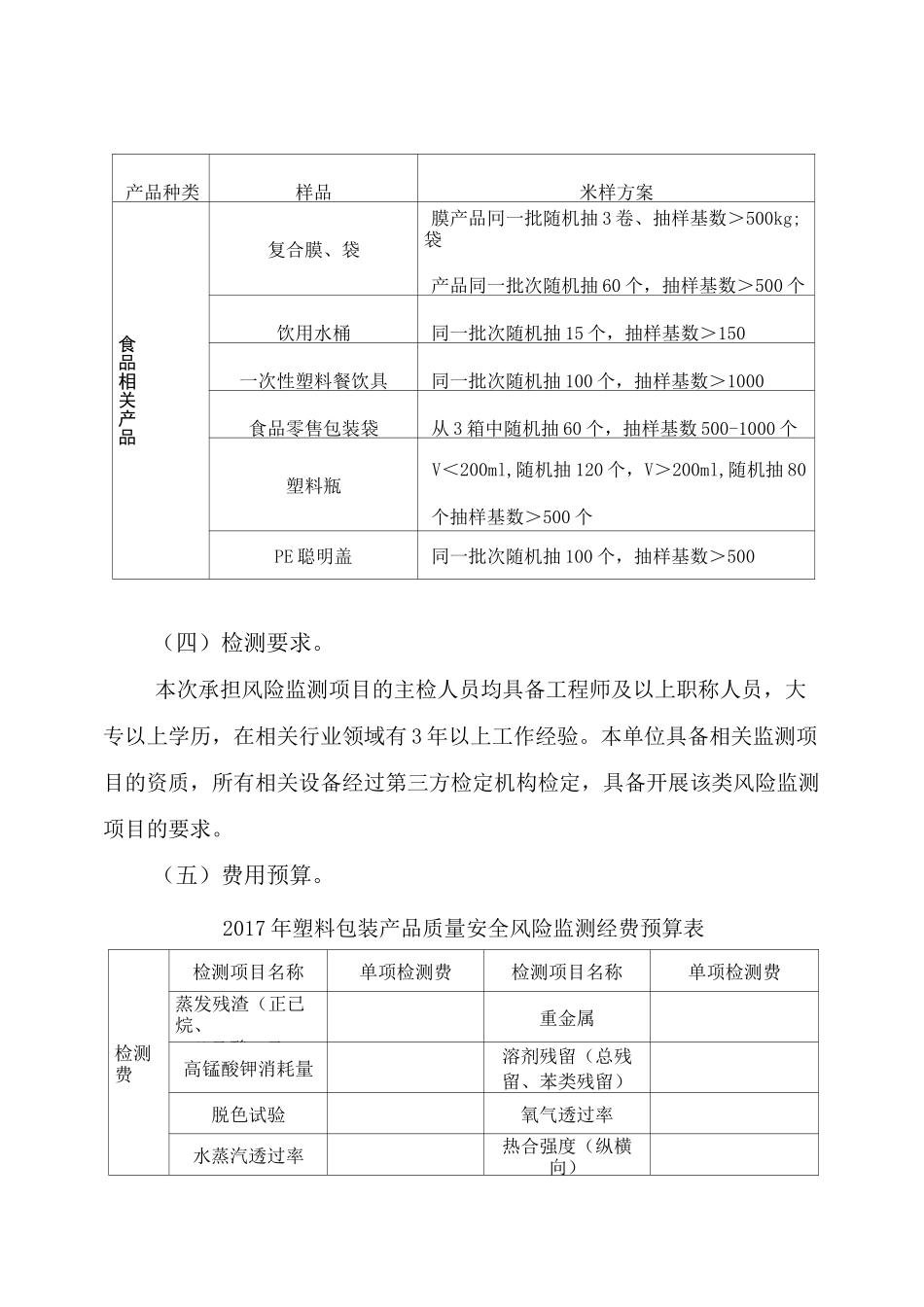 塑料包装产品质量安全风险监测项目实施方案_第3页