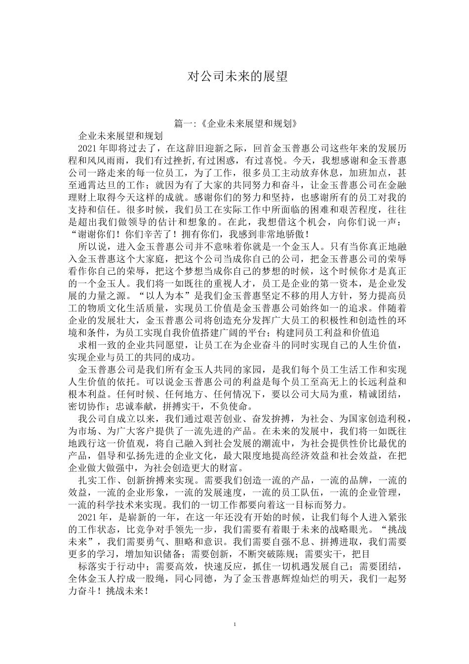 对公司未来的展望_第1页