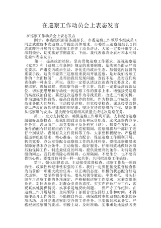 在巡察工作动员会上表态发言