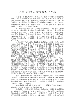 大专顶岗实习报告3000字左右