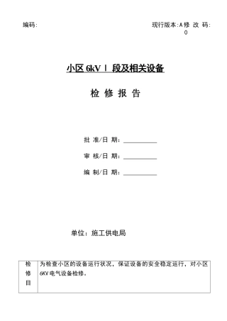 大修报告模版