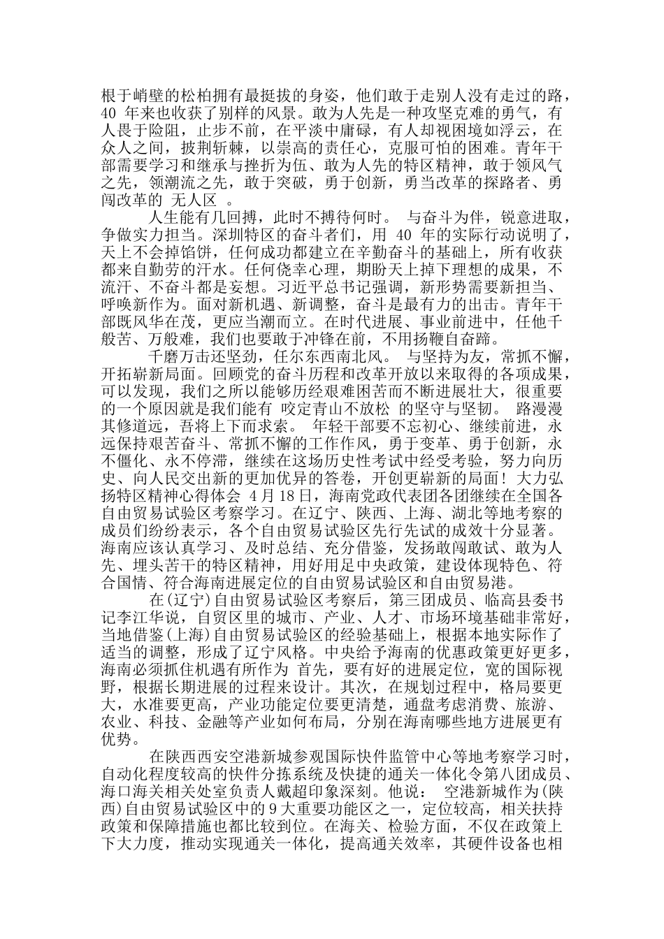 大力弘扬特区精神心得体会_第2页