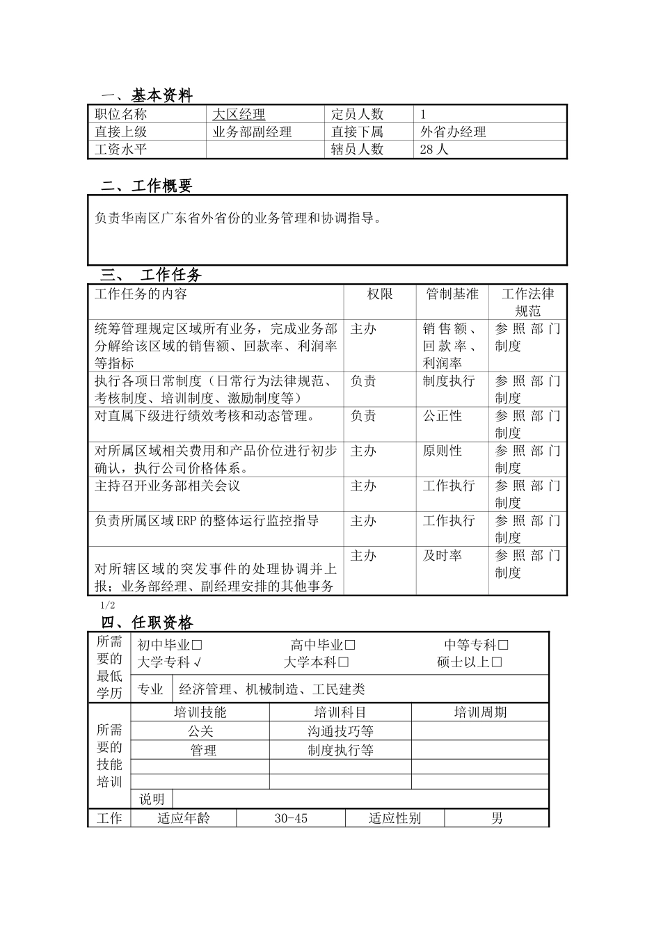 大区经理职位说明书_第1页
