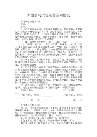 大型公司承包经营合同模板