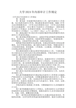 大学2024年内部审计工作规定