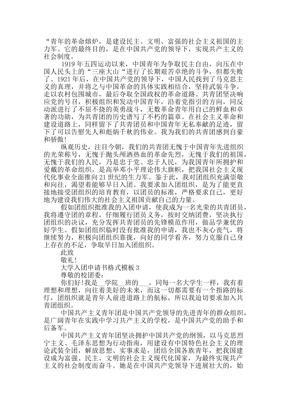 大学入团申请书格式模板_第2页