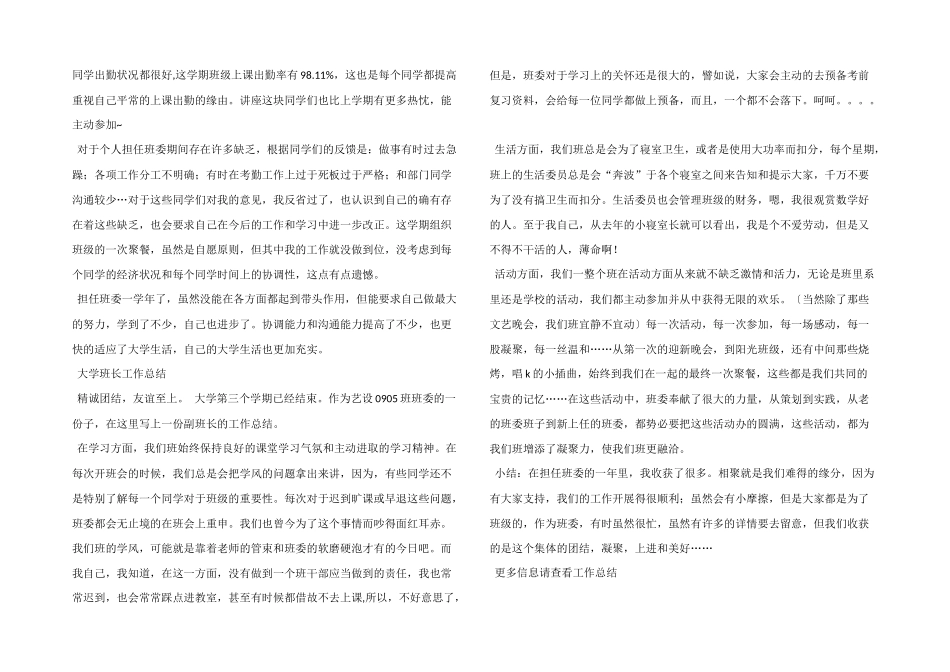 大学副班长工作总结_第2页