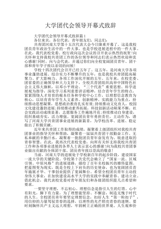 大学团代会领导开幕式致辞