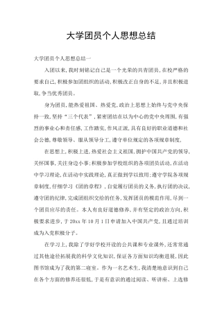大学团员个人思想总结