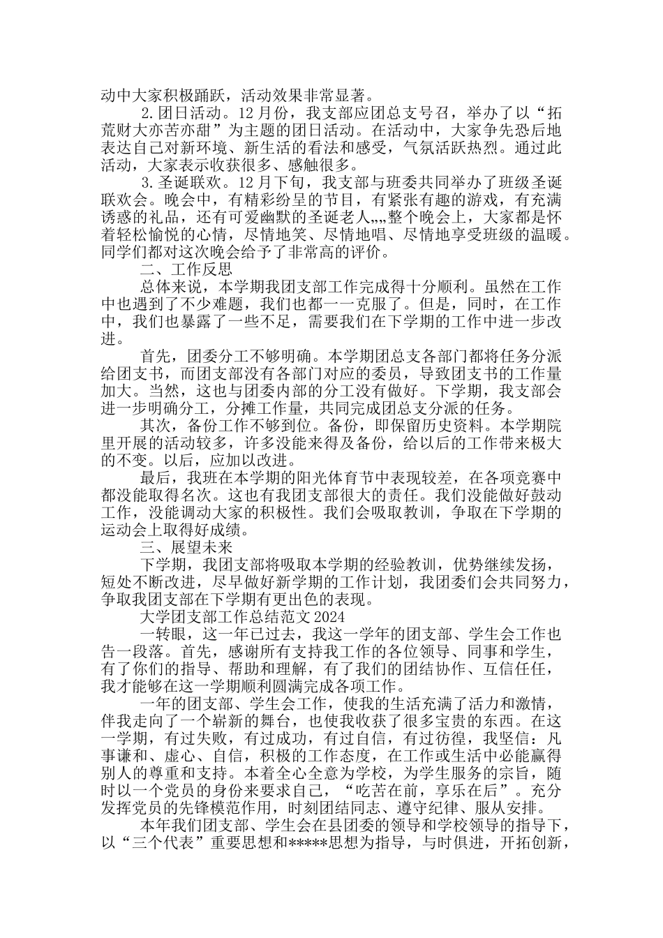 大学团支部工作总结范文2024_第2页