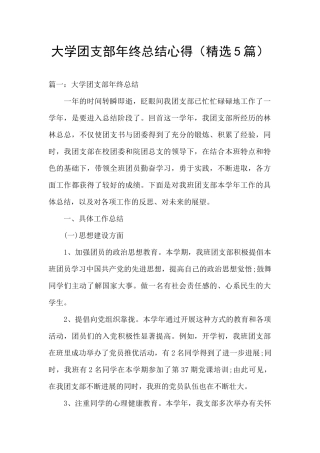 大学团支部年终总结心得