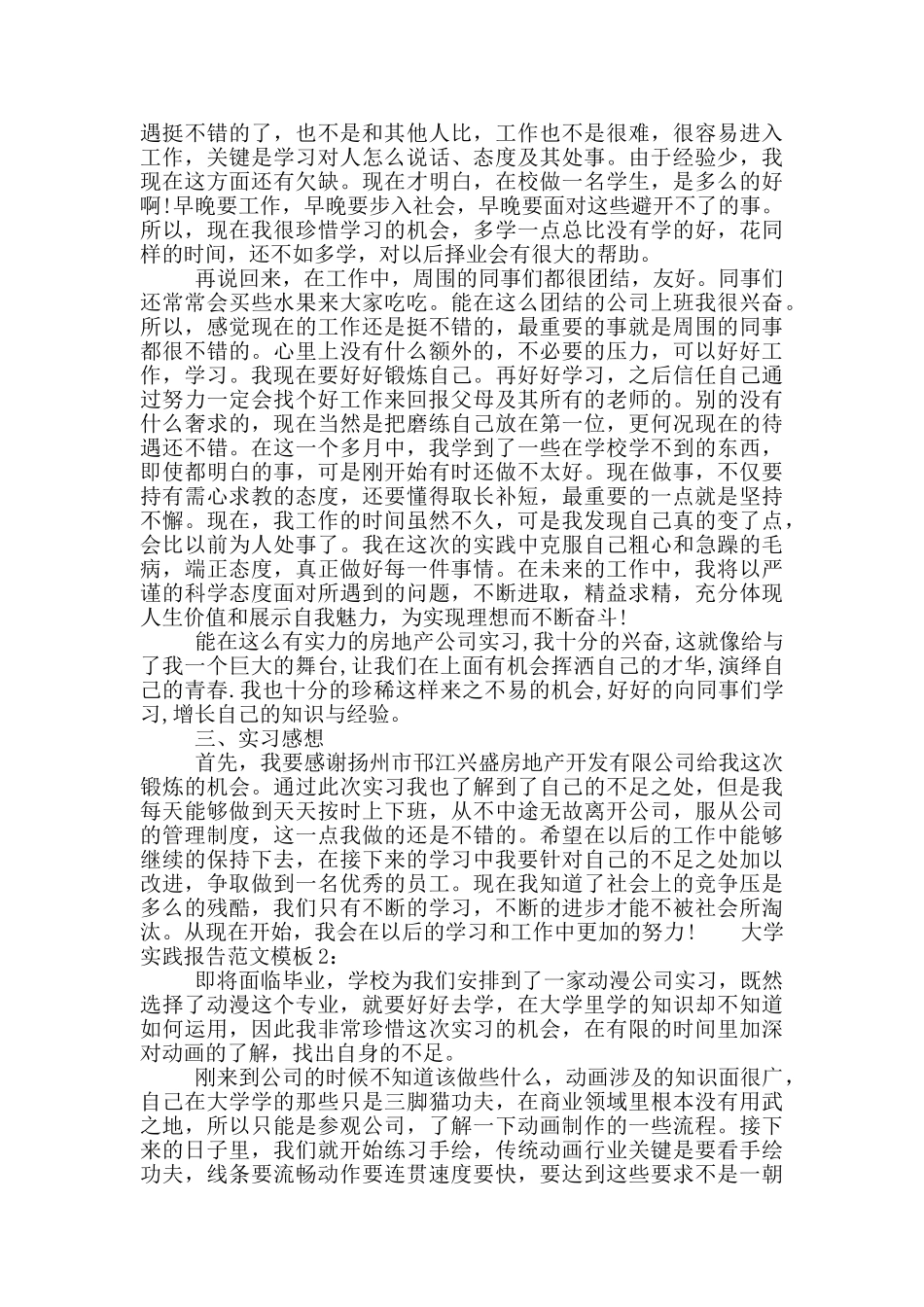 大学实践报告范文模板_第3页