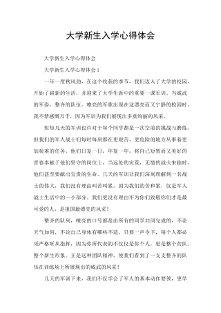 大学新生入学心得体会