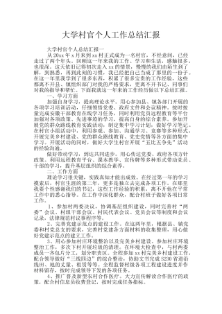 大学村官个人工作总结汇报