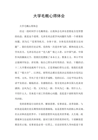 大学毛概心得体会