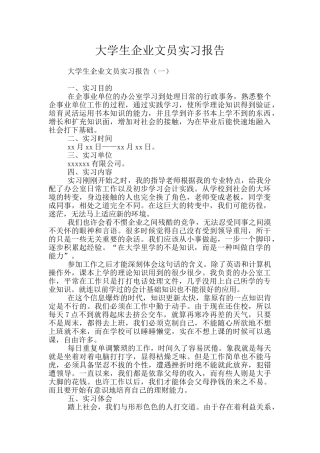 大学生企业文员实习报告
