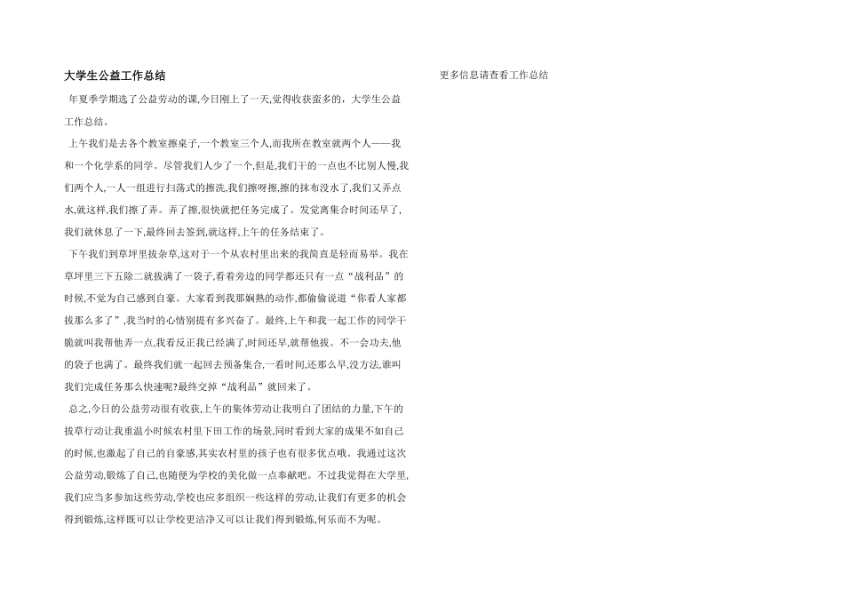 大学生公益工作总结_第1页