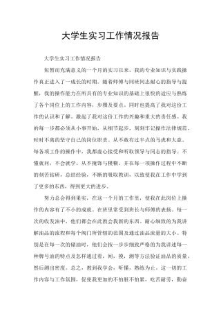 大学生实习工作情况报告
