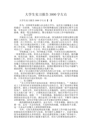 大学生实习报告3000字左右