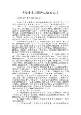 大学生实习报告总结3000字