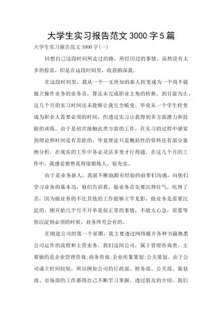 大学生实习报告范文3000字5篇