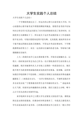 大学生实践个人总结