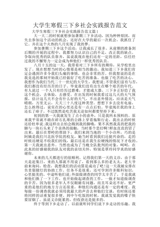 大学生寒假三下乡社会实践报告范文