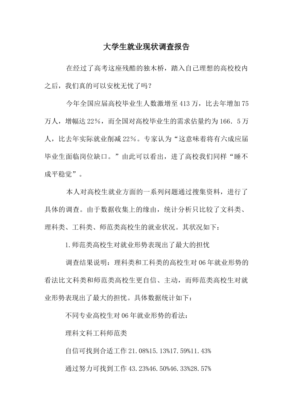 大学生就业现状调查报告_第1页