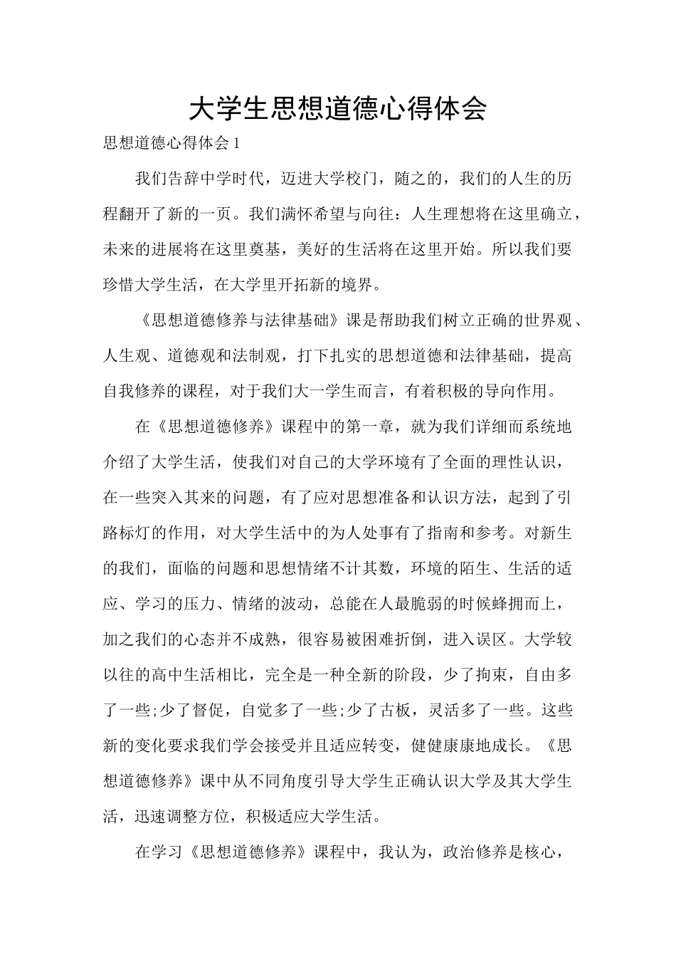 大学生思想道德心得体会_第1页