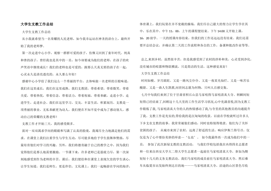大学生支教工作总结_第1页