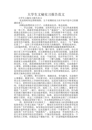 大学生文秘实习报告范文