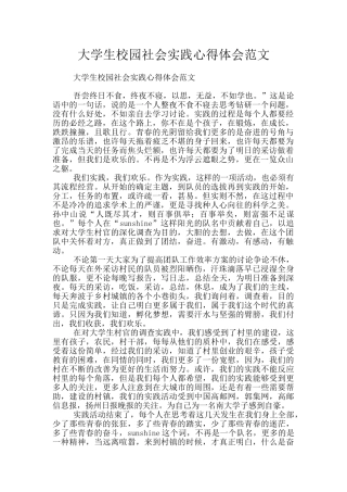 大学生校园社会实践心得体会范文