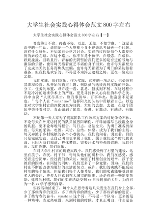 大学生社会实践心得体会范文800字左右