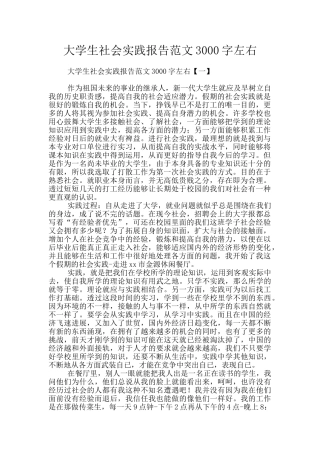 大学生社会实践报告范文3000字左右