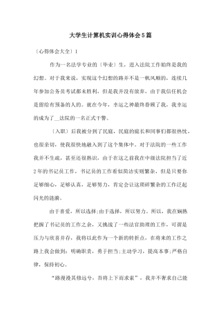 大学生计算机实训心得体会5篇