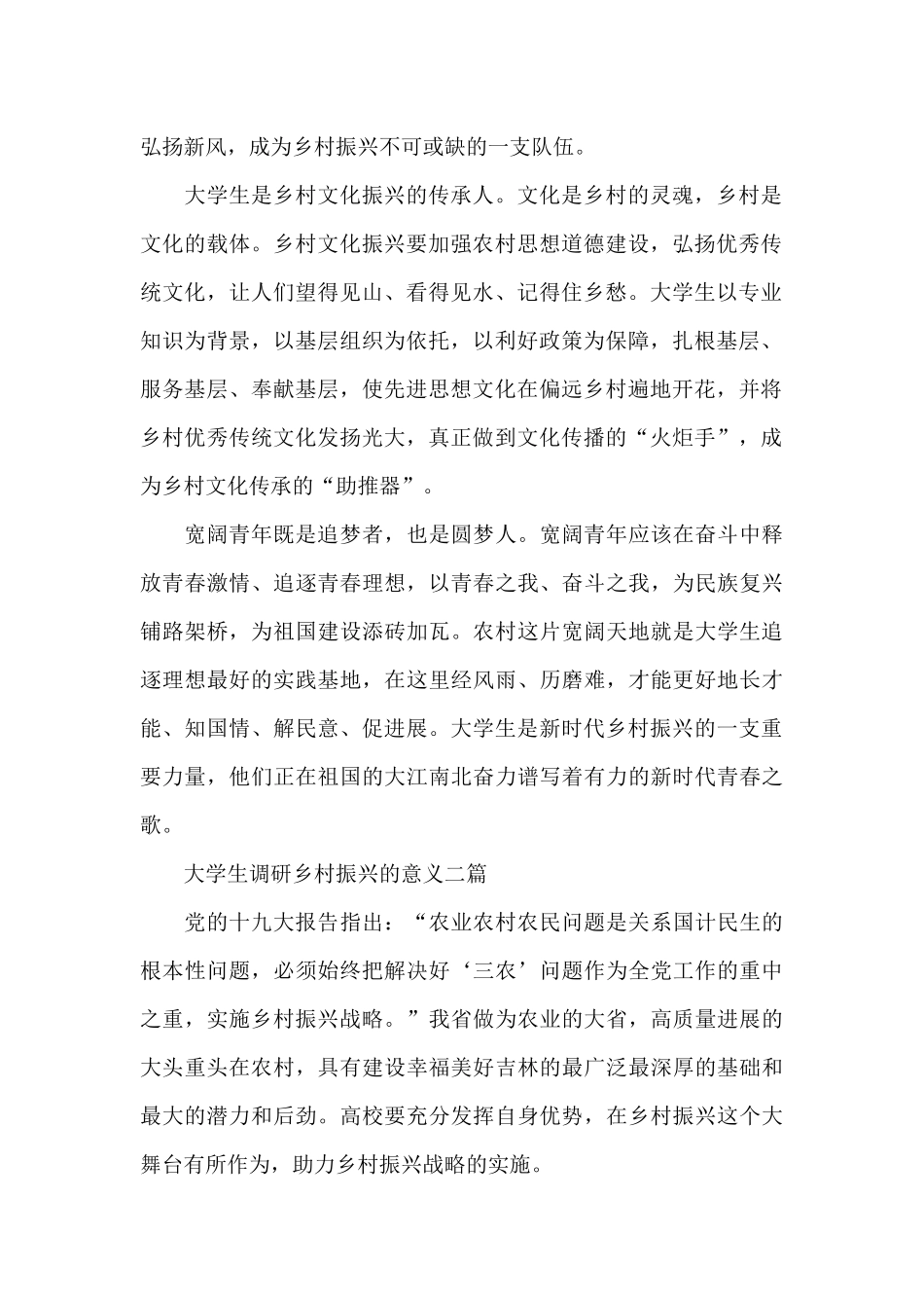 大学生调研乡村振兴的意义三篇_第2页