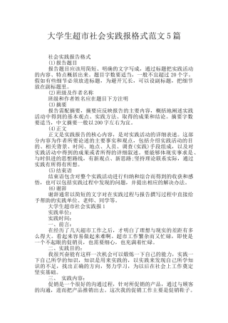 大学生超市社会实践报格式范文5篇