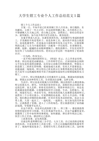 大学生钳工专业个人工作总结范文5篇
