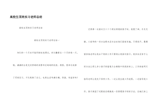 大学生顶岗实习教师总结