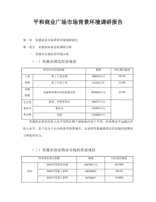 平和商业广场市场背景环境调研报告