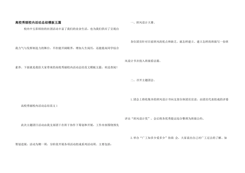 大学美丽校园活动总结模板五篇_第1页